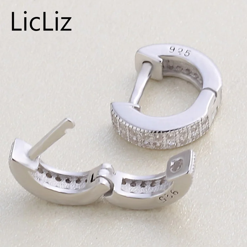 Маленькие круглые серьги кольца LicLiz женские серебряные пирсинг с кубическим