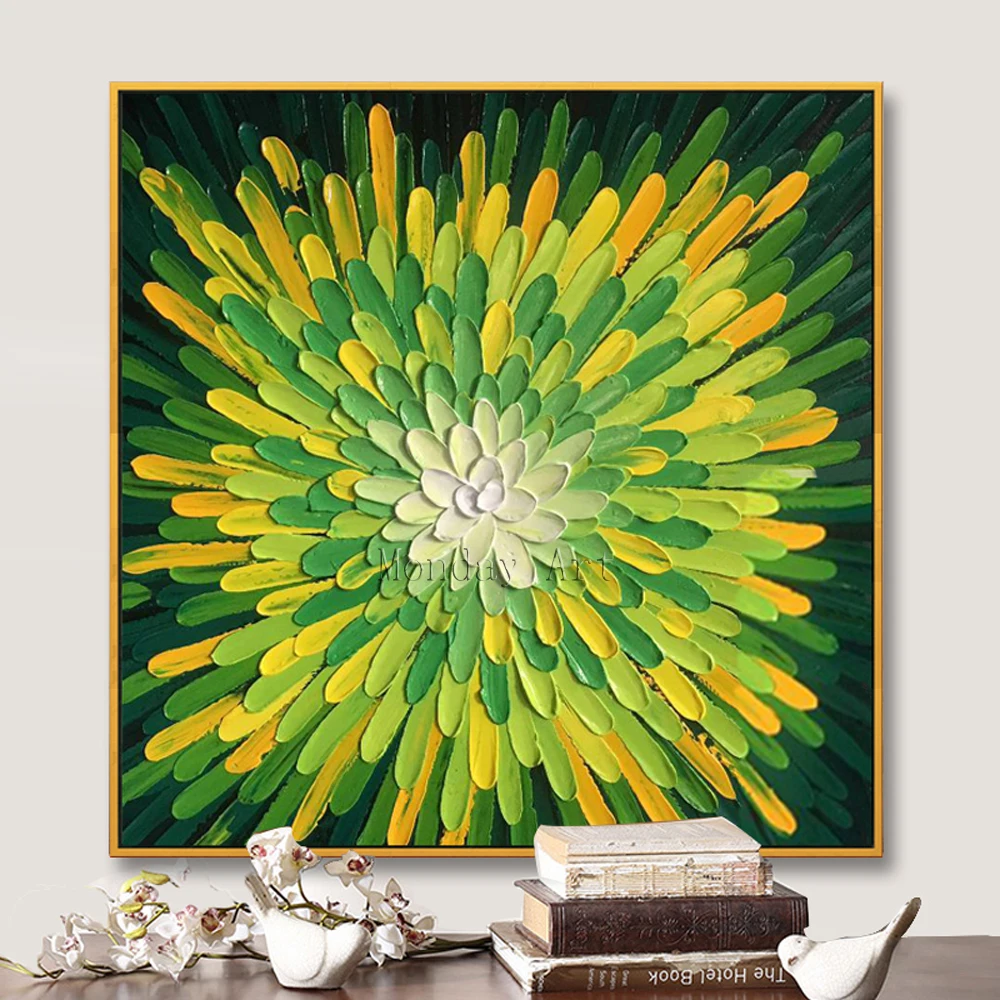 

100% Large Hand Painted Knife flowe Oil Painting On Canvas Palette 3D Paintings For Living Room Modern Abstract Wall Art Picture