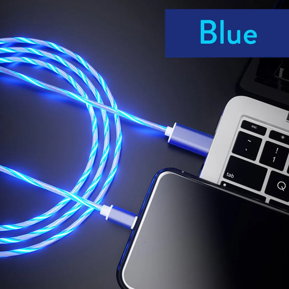 USB 1 м светодиодный светящийся зарядный кабель для мобильного телефона для Xiaomi Mi8 Max 3 htc Micro huawei Honor Note 10 для автомобиля синий красный зеленый RGB