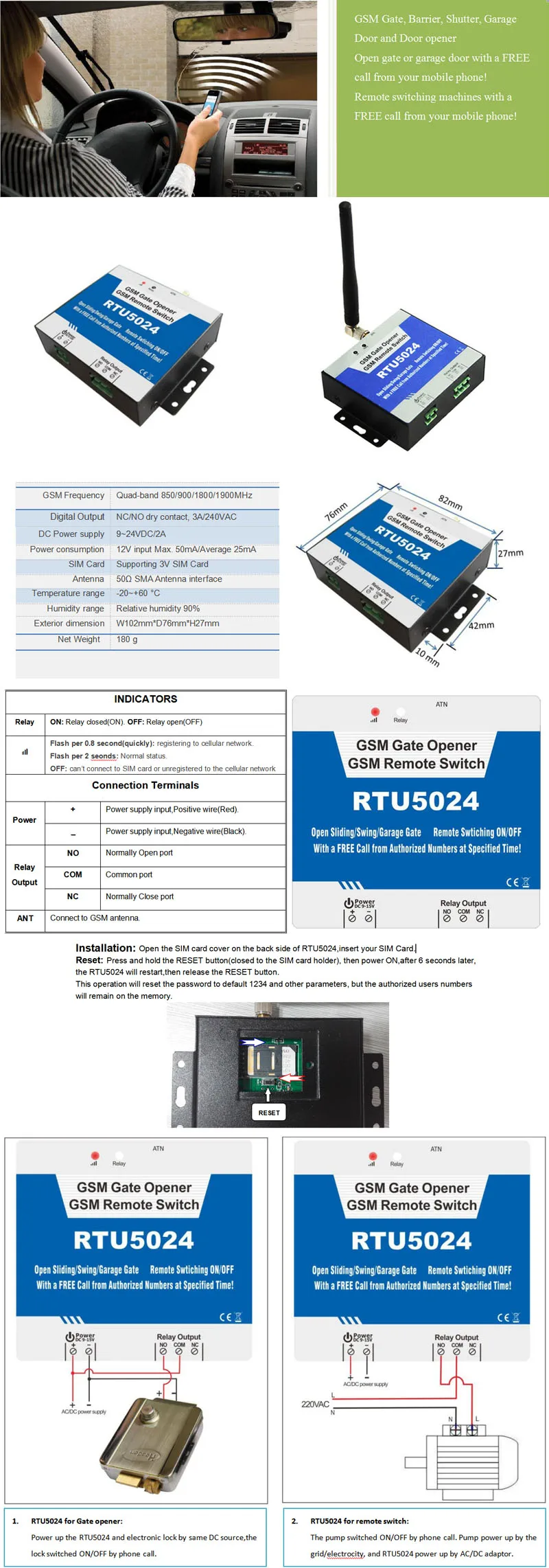RTU5024 gsm реле sms вызова пульт дистанционного управления gsm ворот переключатель для управления бытовой техники(RTU 5024) парковочные системы