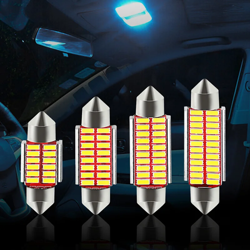 Лама светодиодная автомобильная Festoon 31/36/39/42 мм C5W C10W сверхъяркая 4014 SMD без ошибок