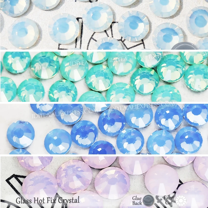 Сапфир перидот Розовый Белый опал Горячая фиксация Кристалл Стразы плоская