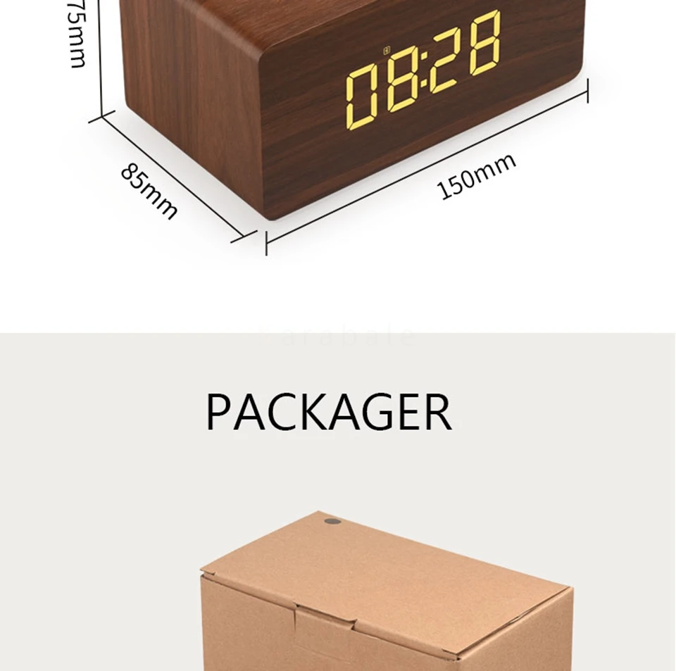 HOT Wooden Bluetooth Speaker Alarm Clock Wireless Portable HiFi Shock Bass Altavoz TF Soundbar MP3 Speaker FM Radio Microphone