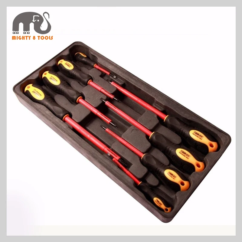 8 шт. vde/утепленная/электрик Отвёртки комплект din iec 60900 ac1000v с abs лоток|electricians screwdriver