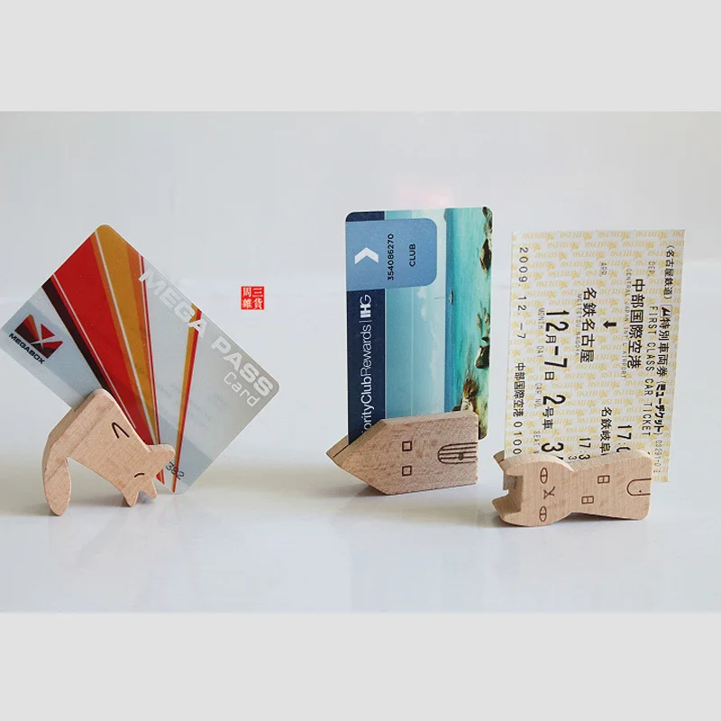 JIANWU Cute animal wooden message folder photo clip cartoon note card holder product display board base | Канцтовары для офиса и