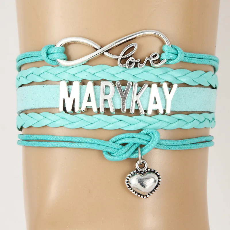 10 шт./партия) Бесконечная любовь MARY KAY Подвеска для браслета в форме сердца кожаный браслет-шнурок браслеты и браслеты для женщин и мужчин ювелирные изделия 6 цветов