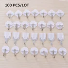 100 шт белый маленький крюк пластиковый клей крюк настенная клейкая вешалка PS Нержавеющая Сталь Крючки для кухни и ванной 4 типа