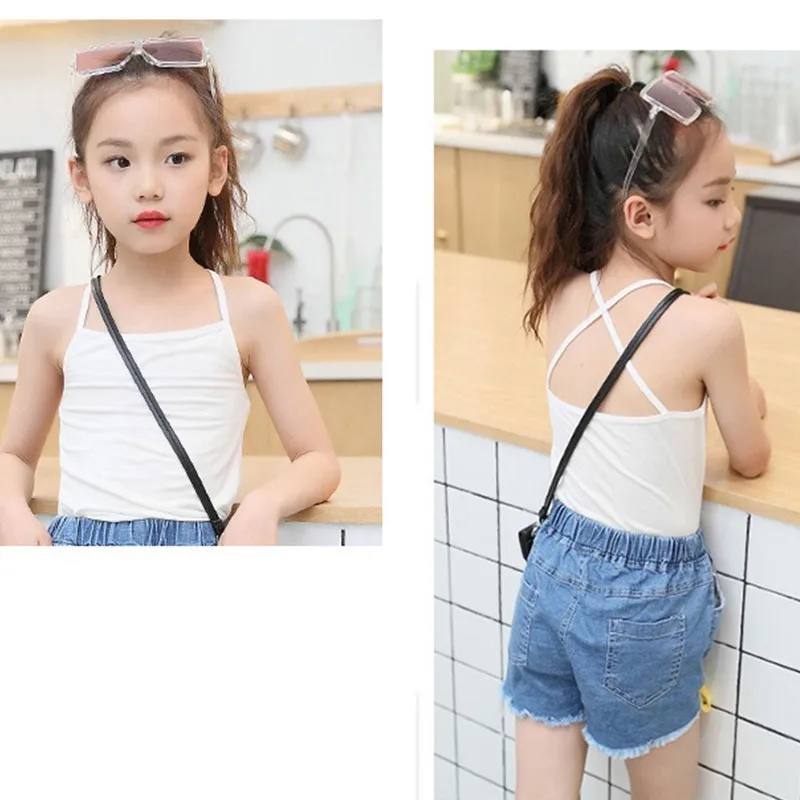 Летний топ 2018 топы на бретельках для маленьких девочек эластичная майка без
