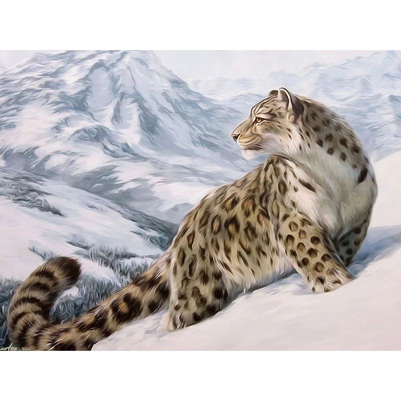 Snowfield Леопард 5D домашний декор DIY алмазная живопись вышивка крестиком Настенная