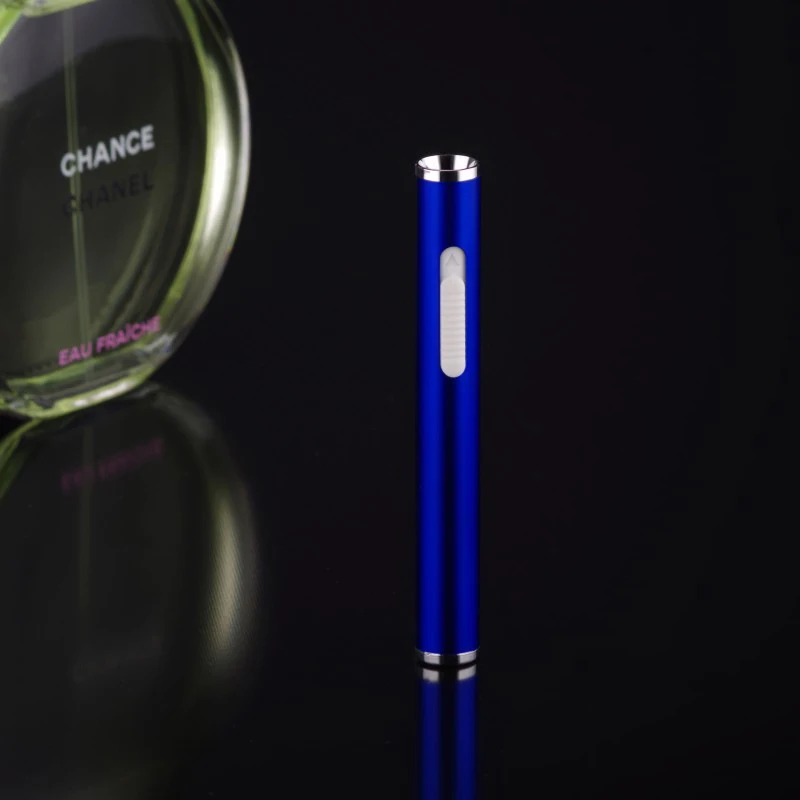 Blue Цилиндрическая сигаретная тонкая полоска зажигалка с запасным электрическим проводом зарядный кабель usb зарядка JL-483v-1 - Цвет: Blue