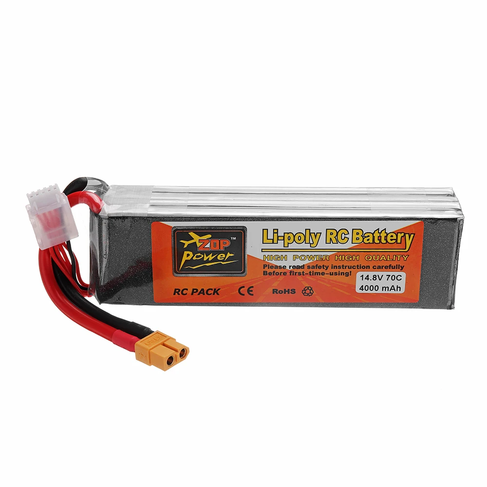ZOP питания 14 8 V 4000 мА/ч 70C 4S Перезаряжаемые Lipo Батарея с XT60 разъем для модели RC