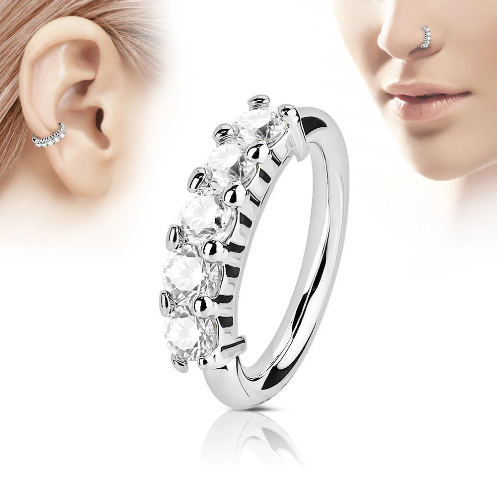 Alisouy 1 шт. Панк ювелирные изделия для тела кристалл Tragus Кольцо носа и уха обруч