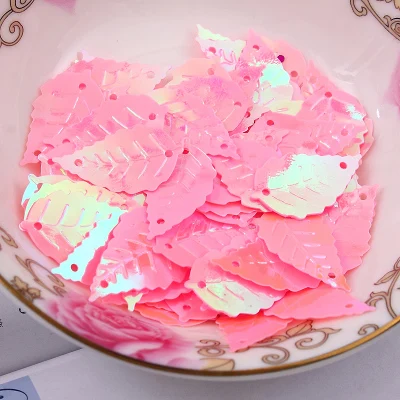 Pink AB 520 шт. лист блестки 13*24 мм ПВХ шитье DIY аксессуары для одежды листья с 2 отверстиями 10 цветов доступны конфетти Spangles - Цвет: Pink AB