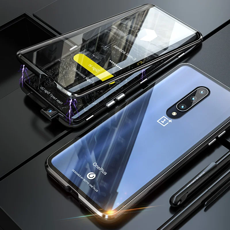 Роскошный магнитный металлический чехол-бампер для Oneplus 7 Pro 6T 6 чехол прозрачное