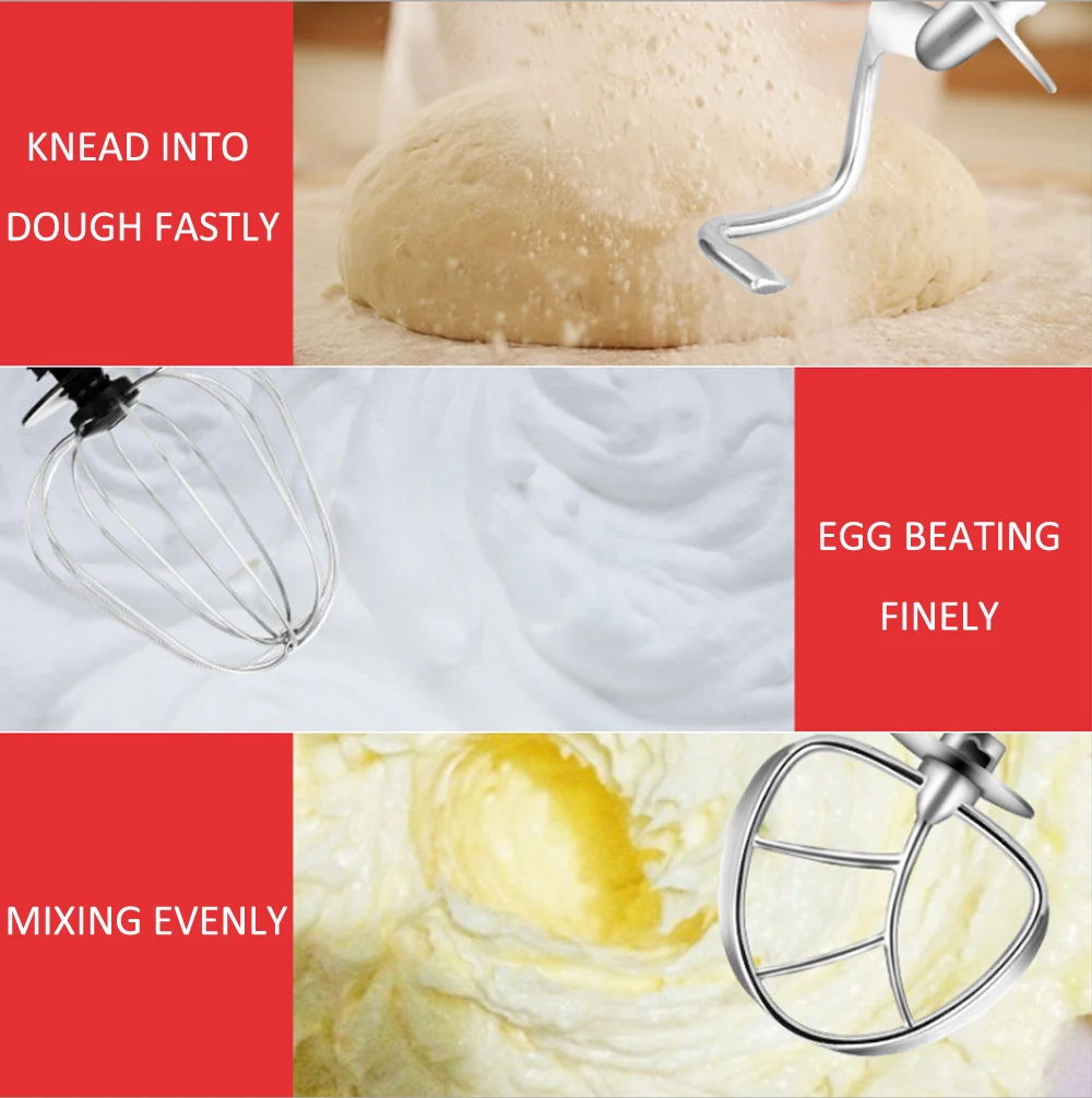 

ITOP 4L ELectric Food Mixers Black/Red Professional Mixer With Egg Beater Dough Ice Cream Mixer Maker Machine 6-Speed Blender