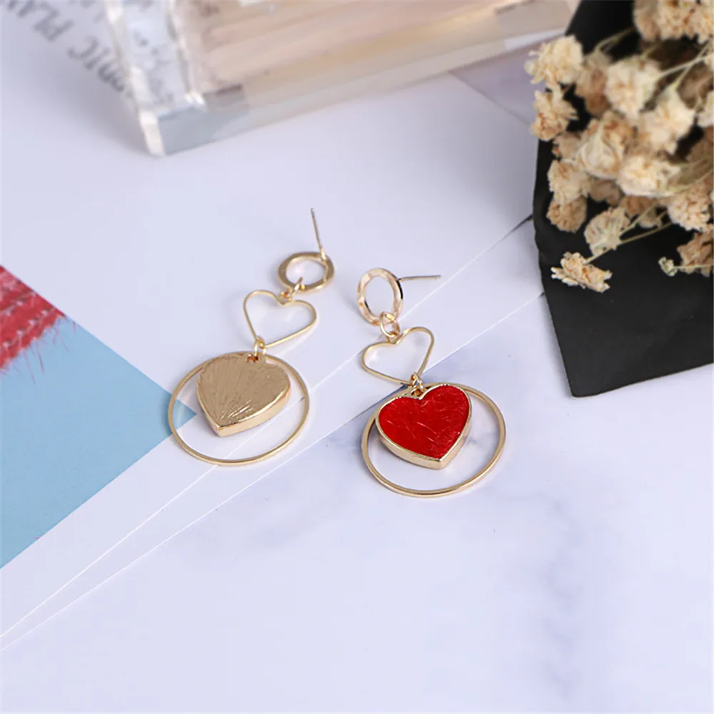Коми Новая мода сердце круглый бархат Висячие серьги для женщин красный цвет