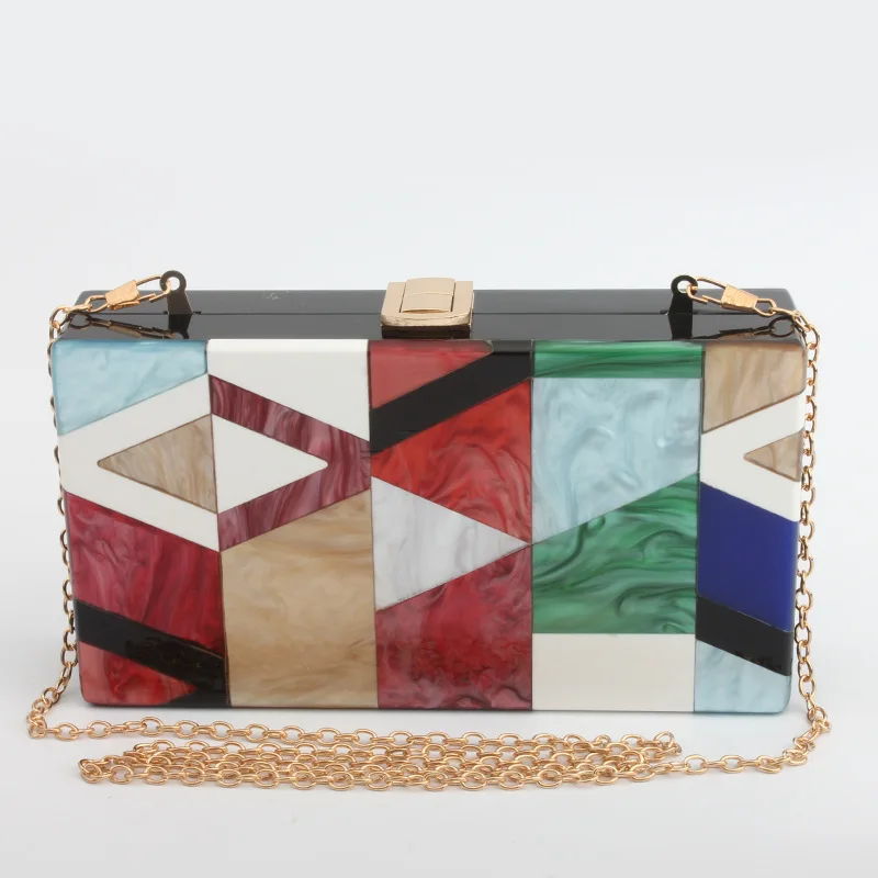 2017 вечерние клатчи женщин геометрический акрил клатч-конверт партии Сумки