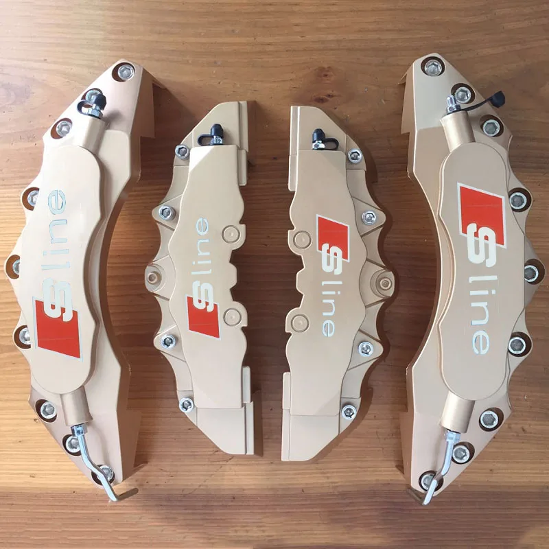 Высокое качество ABS пластик с логотипом Sline дисковый тормозной суппорт Чехлы для Aud i 18-20 дюймов колеса Модель 7 Стайлинг автомобиля - Название цвета: Gold