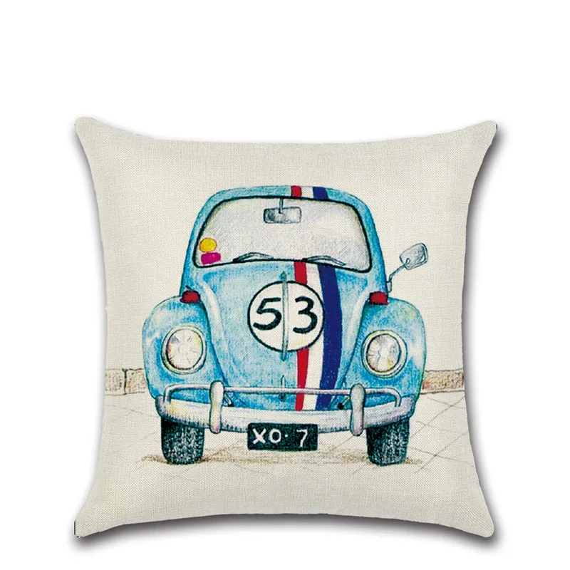 Винтажный мультяшный автомобиль Париж автобус такси Бежевый наволочка для