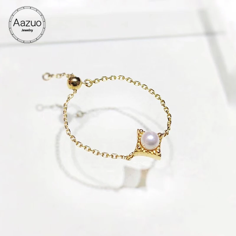 Natrual Okoya Pearl Aazuo 18K цепочка из желтого золота кольцо натуральные опаловые драгоценные камни Кольцо Изумруд Рубин для женщин цепочка любовь подарок крошечное тонкое обручальное кольцо - Цвет камня: Natrual Okoya Pearl