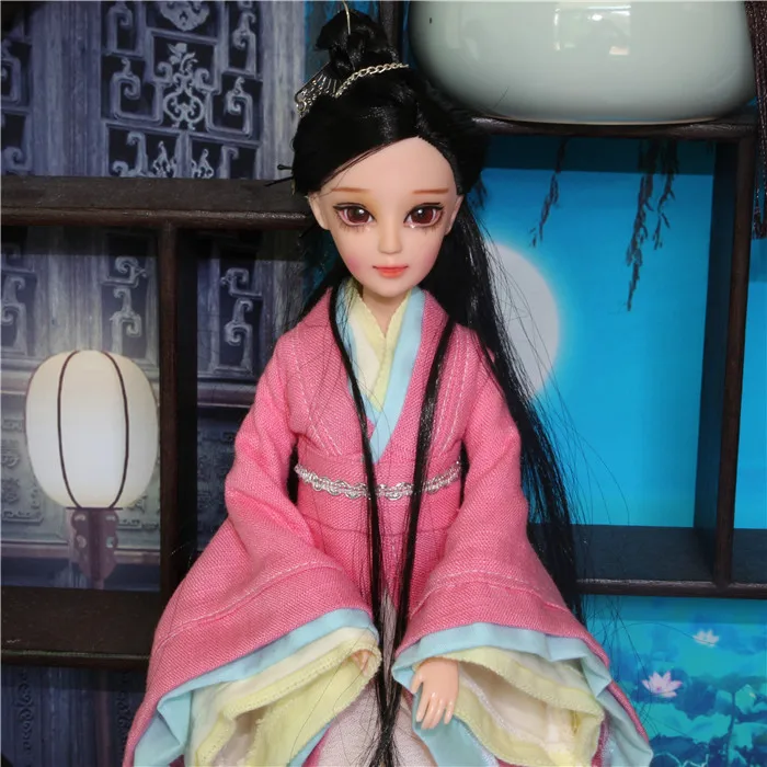 Древняя китайская Кукла костюм кукла, DIY кукла, макияж 3D стеклянные глаза 30 см - Цвет: 2