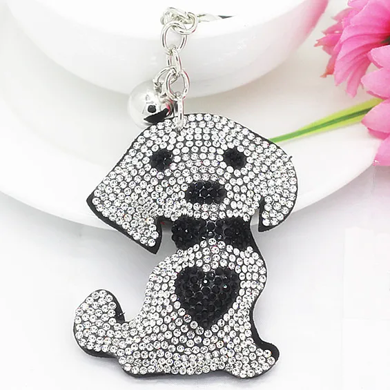 Новинка автомобильный брелок для ключей Микс Цветов в виде собаки с кристаллами