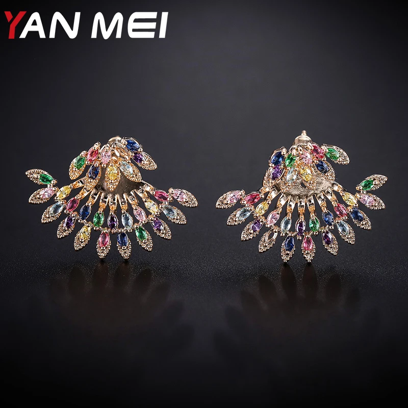 Женские серьги гвоздики YANMEI Разноцветные в форме веера модные аксессуары