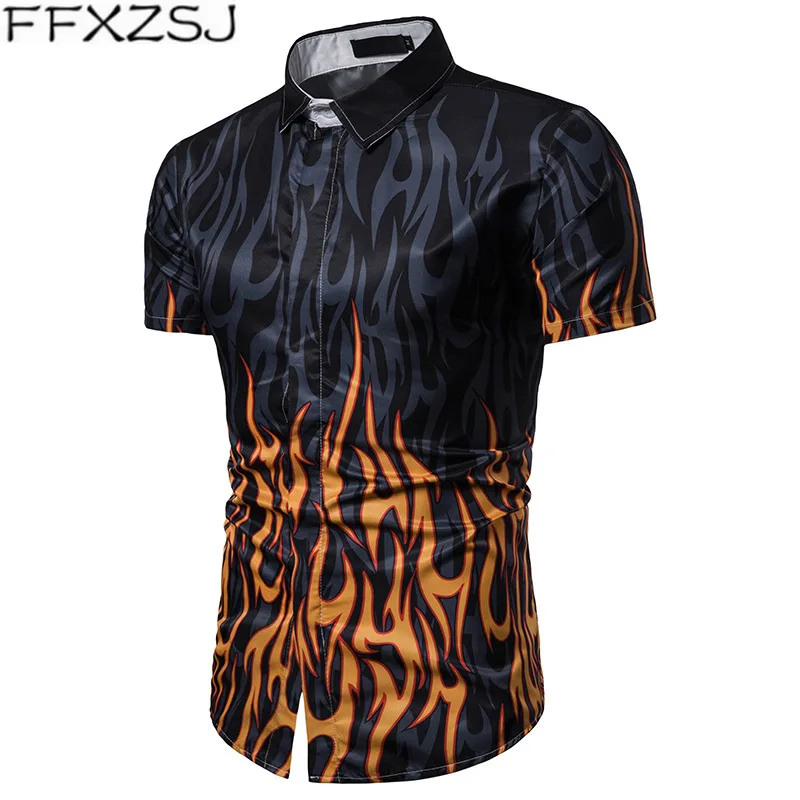 Гавайская рубашка мужская с коротким рукавом повседневная майка 3D градиентом на