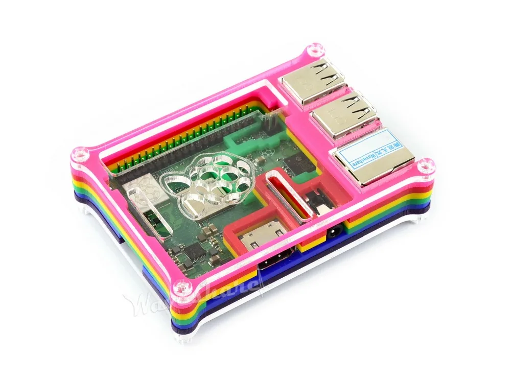 Чехол Waveshare Rainbow C для Raspberry Pi 2/3B/3B + 7 цветов не прозрачный | Компьютеры и офис