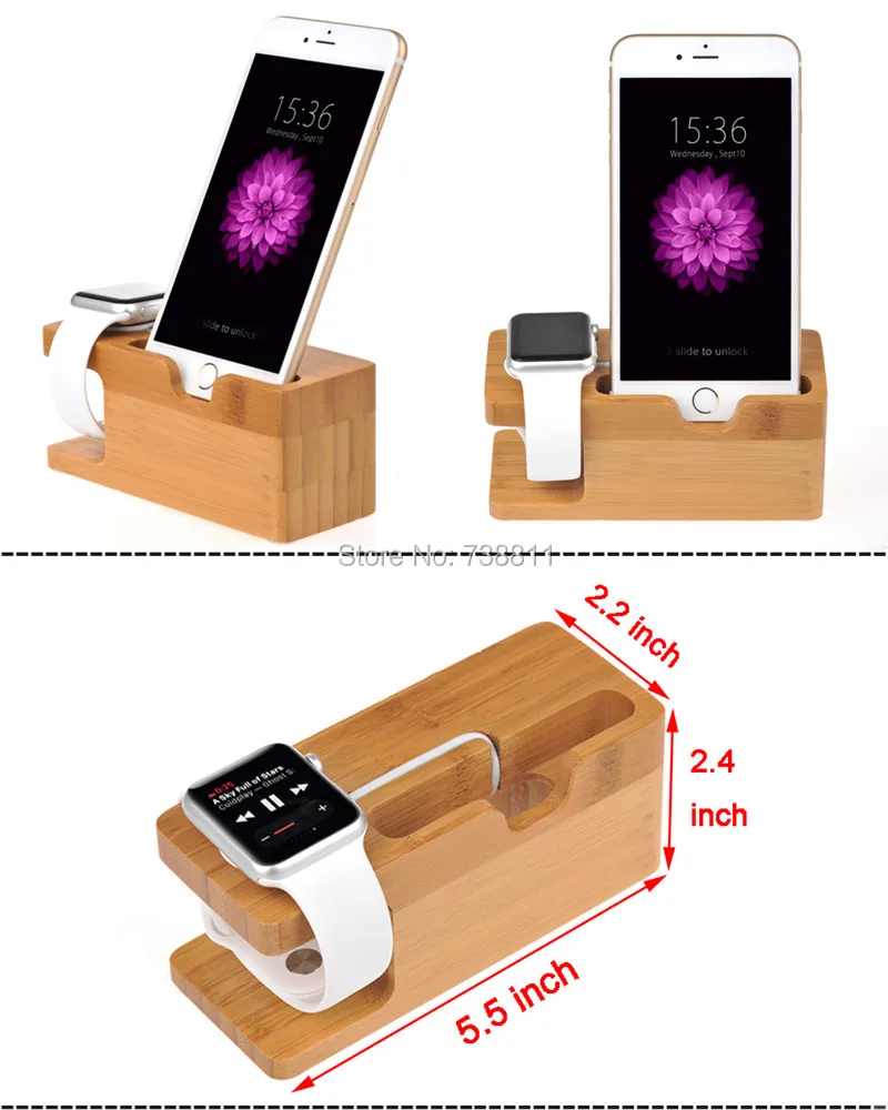 Для Всех Apple Часы (38 мм и 42 мм) Все Мобильные Телефоны Деревянный Бамбука Зарядной