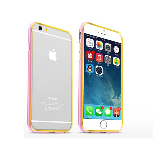 Pink Для iPhone6 Plus 6S Plus ультра тонкий алюминиевый металлический бампер рамка чехол для iPhone 6 Plus 6splus с золотой дугой - Цвет: Pink