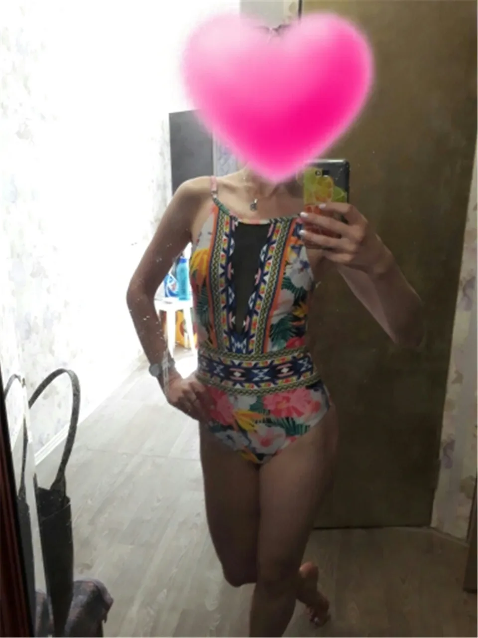 Сексуальный сетчатый сдельный купальник с высоким вырезом, женский купальник с цветочным рисунком, купальник из кусков, монокини, трикини, Maillot De Bain Femme XS