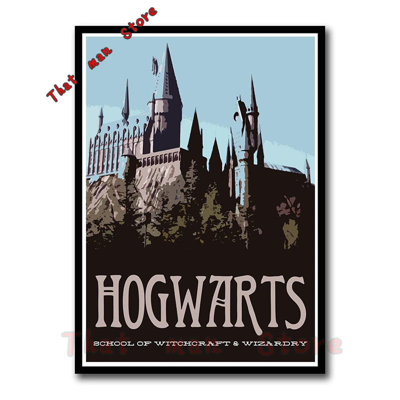 J.K. Роулинг белый картон плакат Хогвартс Экспресс Diagon аллея Хогсмид и т. Д. Фильм плакаты - Цвет: Серый