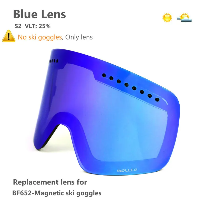 Blue2 Lens Магнитные двухслойные линзы, лыжные очки, маски, анти-туман, UV400, очки для сноуборда, лыжные очки, очки для мужчин и женщин, чехол для объектива - Цвет: Blue2 Lens