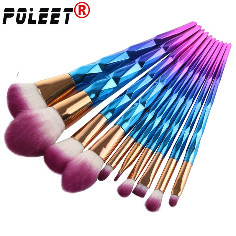 Профессиональный набор кистей для макияжа в виде единорога 10 шт./компл. основа