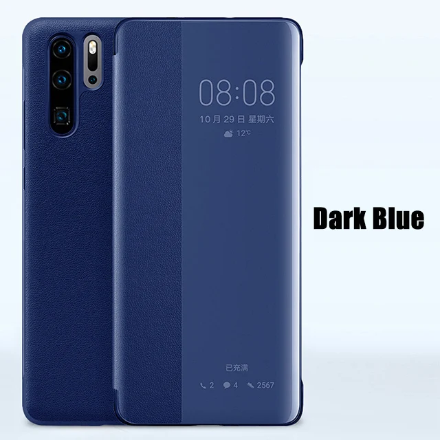 Dark Blue Smart View откидная крышка кожаный чехол для телефона для huawei P30 Pro P20 P 30 20 Lite P30pro P20pro 20pro 30pro huawe окно тонкий принципиально жесткий - Цвет: Dark Blue