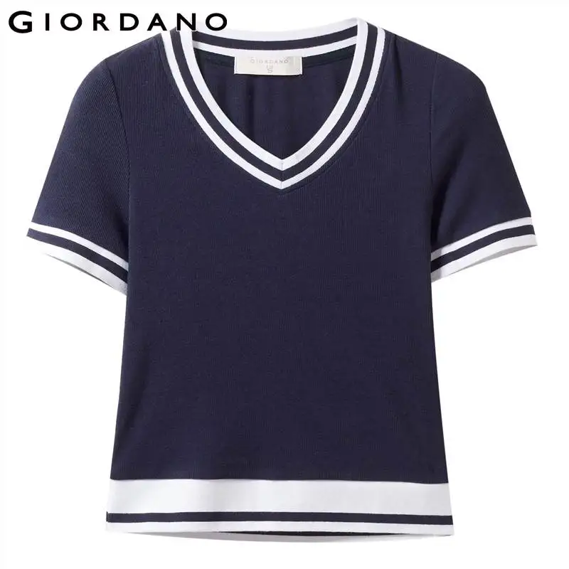 Футболка Giordano женская Летняя трикотажная футболка с коротким рукавом и