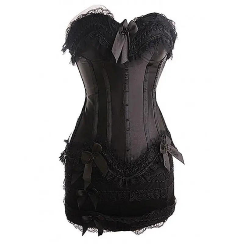 

Женский семейный готический костюм, блузка-корсет с оборками и кружевом и мини-юбка