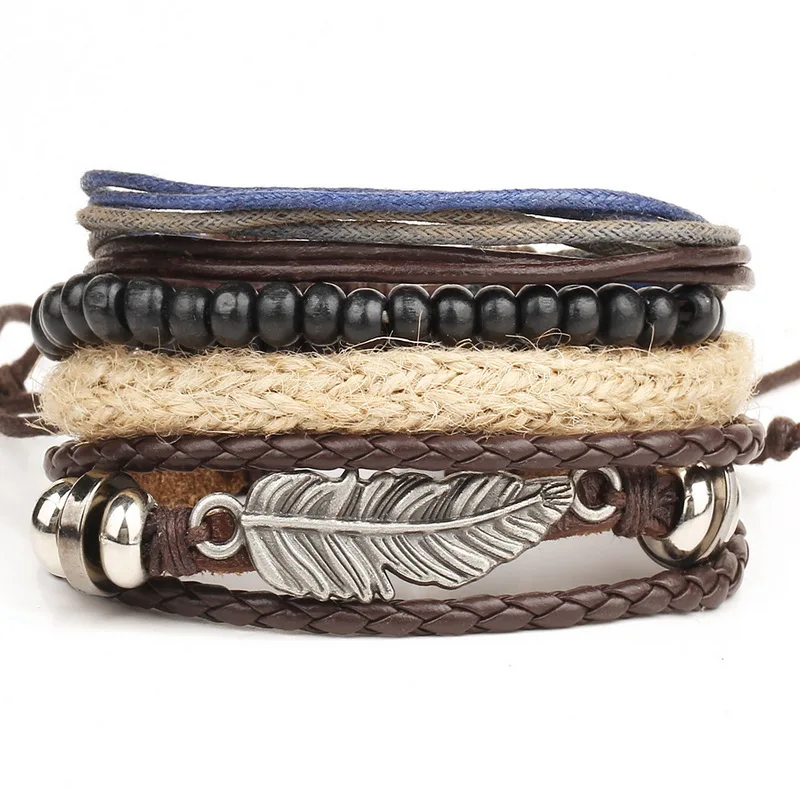 3 шт. мужской кожаный браслет с якорем в стиле панк|mens anchor bracelet|anchor braceletleather bracelet |