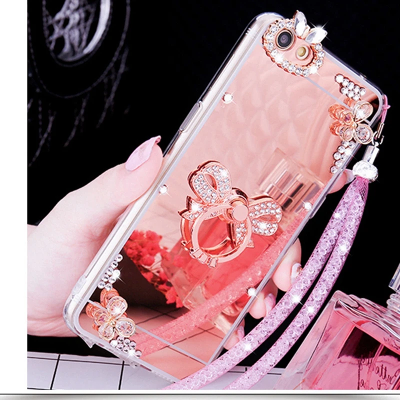 Для Samsung Galaxy a3 a5 a7 j3 j5 j7 2016 2017 prime Emerge Rhinestone Butterfly Mirror мягкий Кристальный чехол для