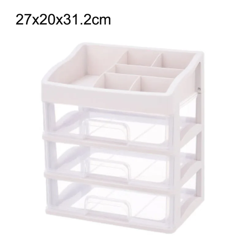 Transparent 3 layers Пластиковая коробка для хранения косметики ящик для косметики органайзер для макияжа Уход за кожей полка для хранения товаров Настольный чехол для хранения мусора - Цвет: Transparent 3 layers