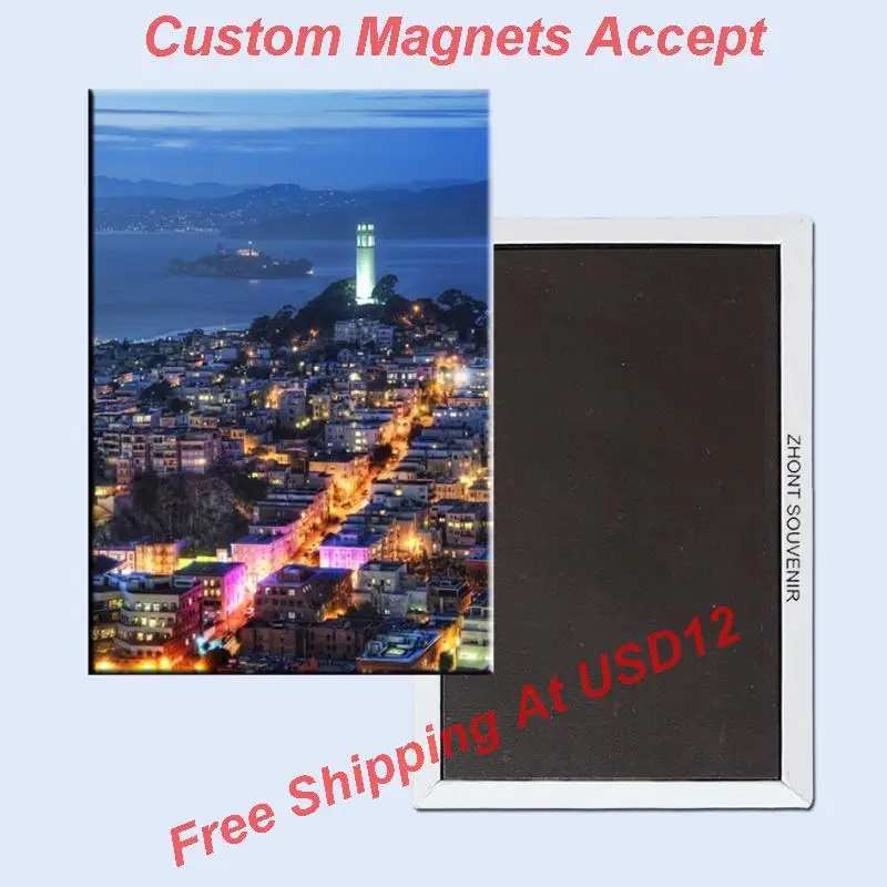 США дорожные магниты в подарок Сан Франсиско ночной вид металлический