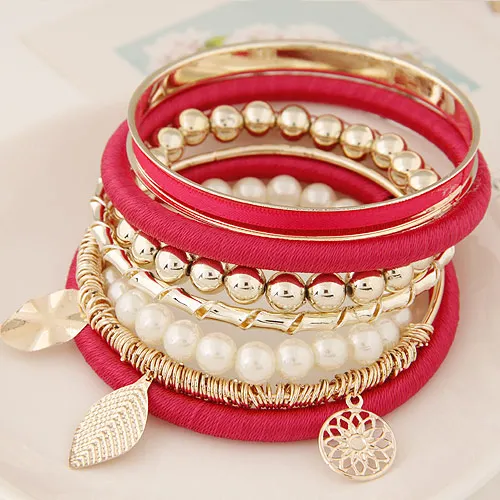 Богемия Jewlery Индийский стиль Красочные Многослойные круглый Браслеты комплект