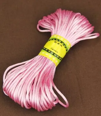 light pink Многоцветный 20 метровый сатиновый нейлоновый шнур сплошной канат для изготовления ювелирных изделий бисер хлопковый шнур для ребенка 2,5 мм Плетеный шелковый шнур - Цвет: light pink