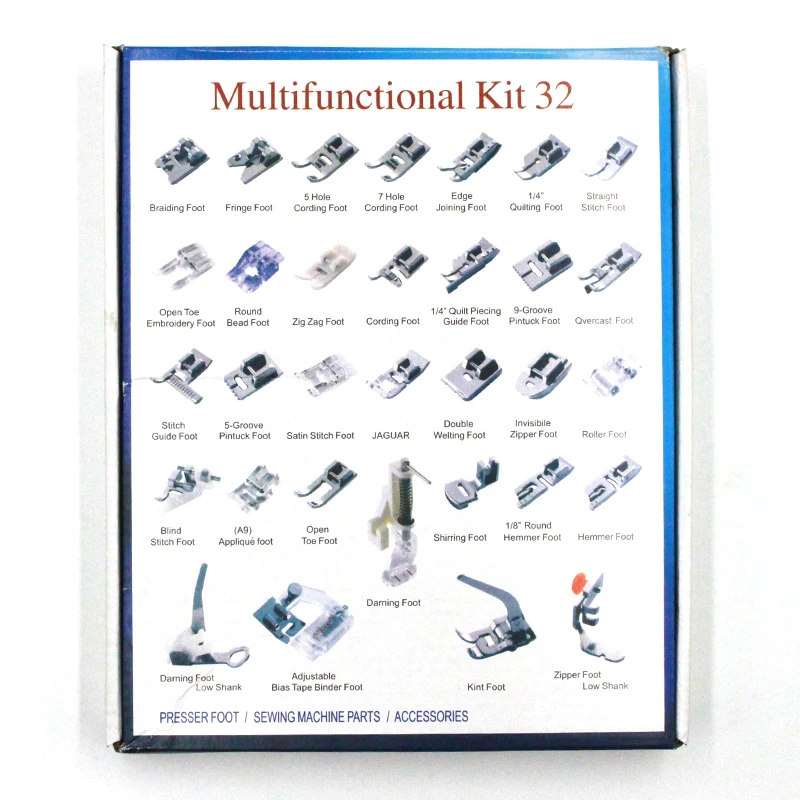 Детали швейной машины 32 шт./компл. прижимная лапка для плетения потайного стежка