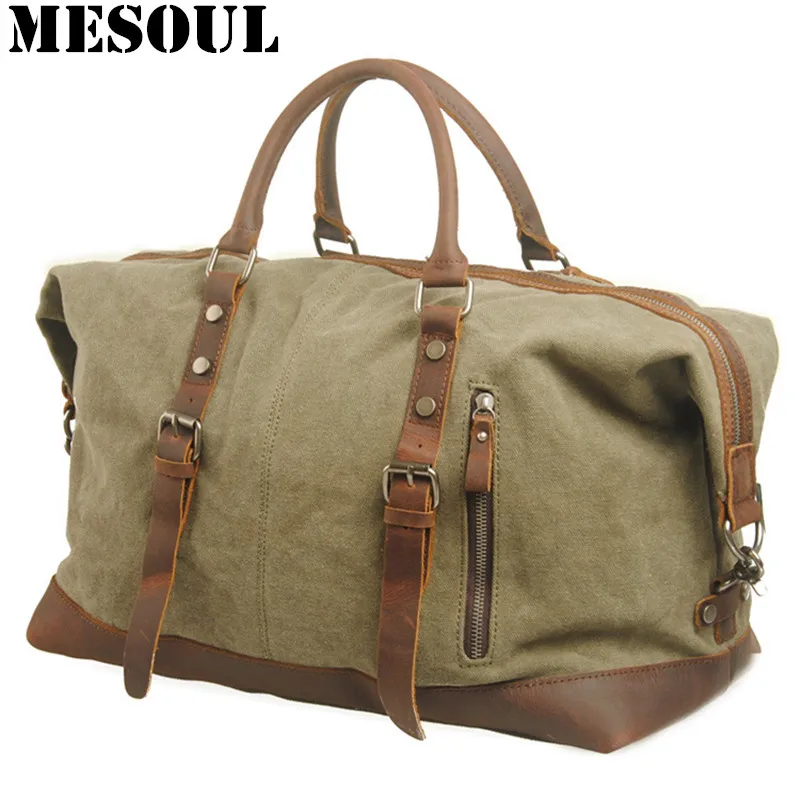 Men Travel Bags Military Canvas Duffle bag Large Capacity Bag Luggage Weekend Bag Vintage Designer Carry-on Overnight Tote Bags
