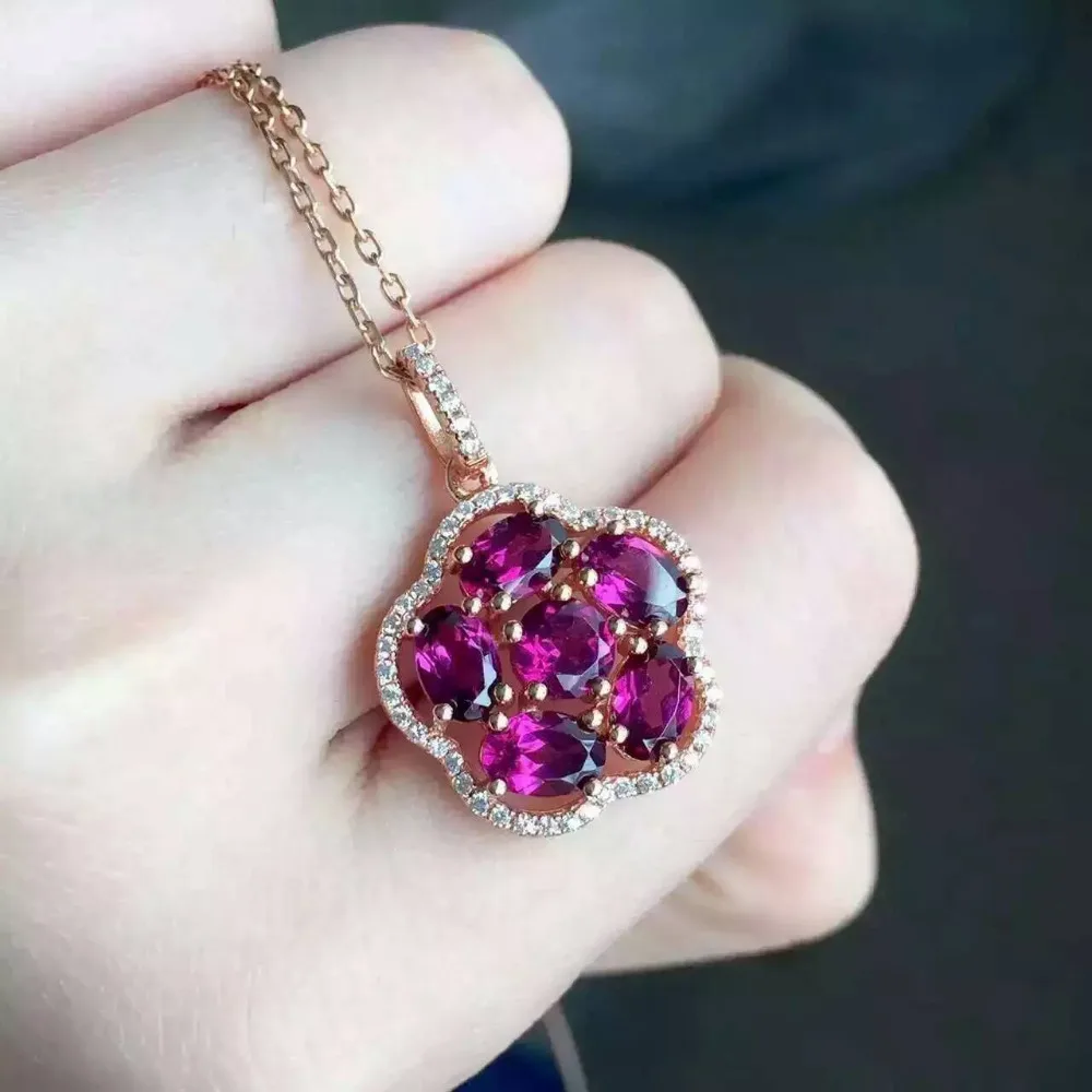 Натуральные гранатовые кулоны Стерлинговое Серебро 925 пробы натуральный красный