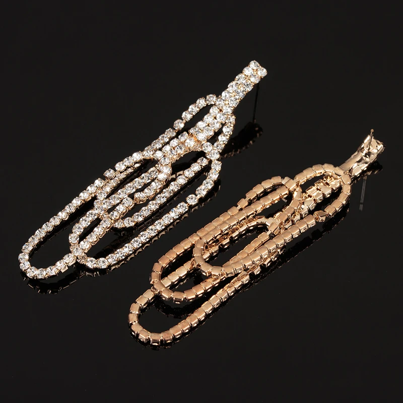 YFJEWE серьги-подвески из прозрачного стекла с кристаллами элегантные свадебные