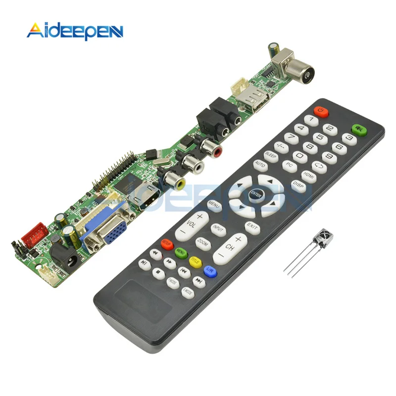 Универсальная плата управления цифровым сигналом ТВ с ЖК-дисплеем VGA/HDMI/AV/tv/USB HDMI интерфейсная плата драйвера 3,3 В/5 В/12 В с пультом дистанционного управления