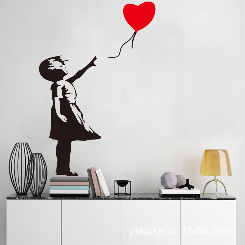 

Banksy childhood Girl with balloon Vinyl wall art sticker Decal Decor Poster Free Shipping removeable